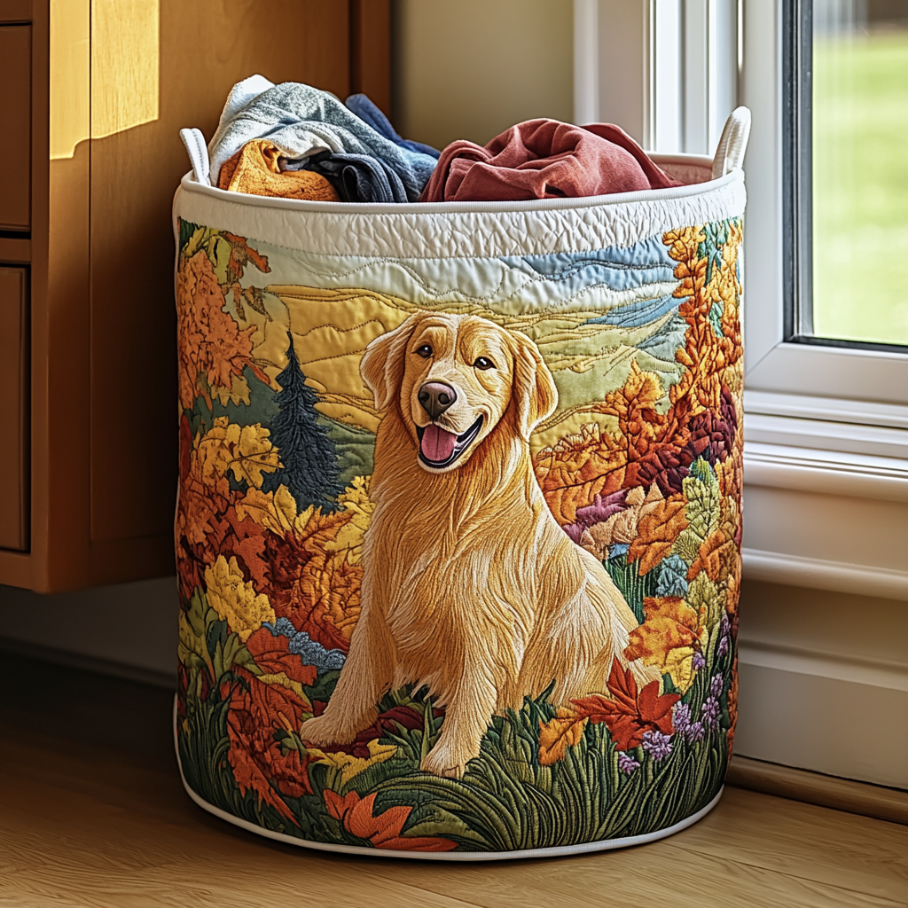 Retriever na jesiennej łące – kosz na pranie