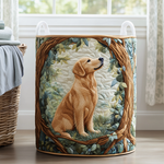 Retriever w drewnianej ramie – kosz na pranie