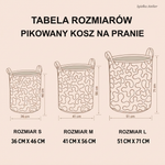 Tabela rozmiarów kosza na pranie