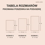 Tabela rozmiarów poszewki na poduszkę