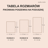 Tabela rozmiarów poszewki na poduszkę